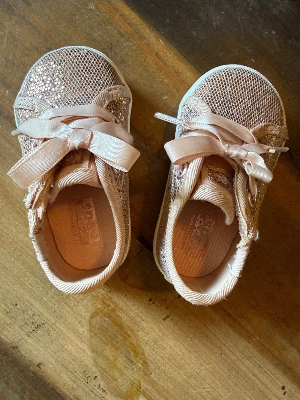 Keds Infant Sparkle Rose Gold Lace-Up Sneakers